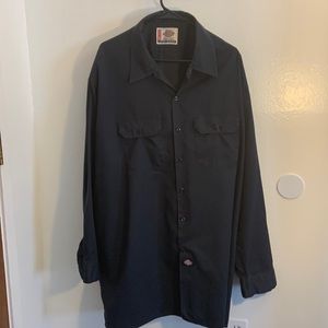 Dickies Long Sleeve Cotton/Poly Work Shirt. Blue, 3XL Tall.